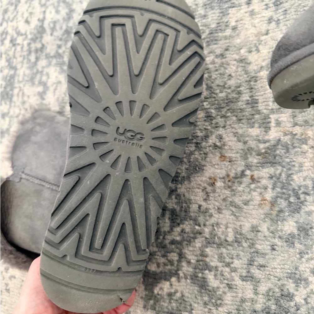 Women's Gray Shearling Ugg Boots - Picture 5 of 6